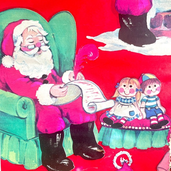 Vintage Christmas Wrapping Paper 70s 80s XMAS Gift Wrap Bags Santa Sacks - Picture 6 of 10